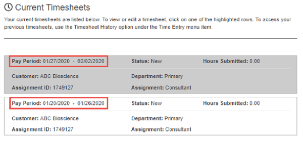 Current Timsheets